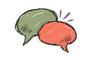 Dos bocadillos de conversación dibujados a mano